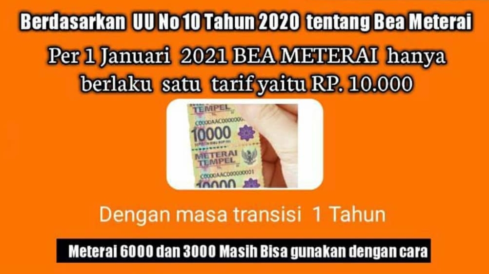 Masa Transisi, meterai Rp 3.000 dan Rp 6.000 masih bisa digunakan tahun depan